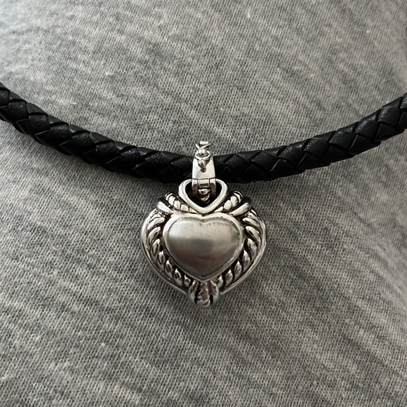 Judith Ripka Sterling Collection Leather Chocker with 2 Pendants - Picture 3 of 6